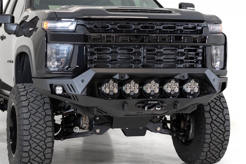 Chevrolet Silverado 2500 Bumper - Front - Addictive Desert Designs - Bomber HD - Hammer Black with Satin Black panels - `20-`27